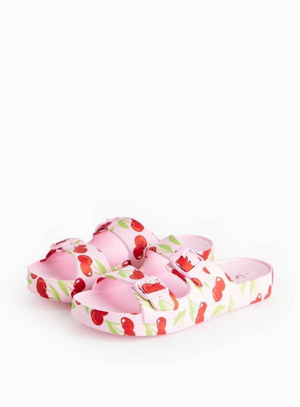 Pink Cherry Print Eva Sliders 4